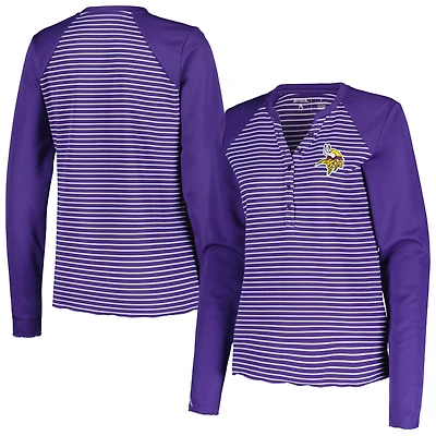 T-shirt à manches longues gaufré violet Antigua pour femme, motif Maverick des Vikings du Minnesota