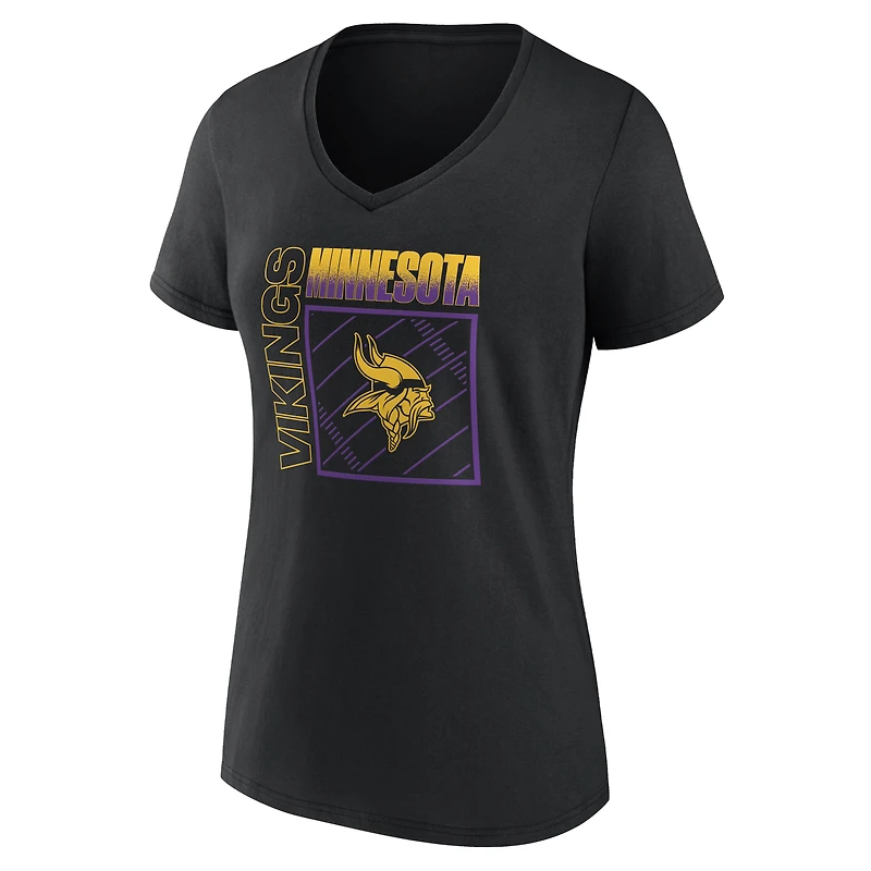 Women's Black Minnesota Vikings Home Field Pop Personalized Name & Number V-Neck T-Shirt
