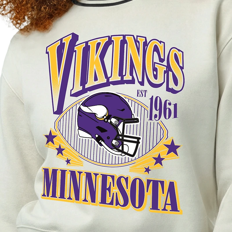 Women's Champion  Cream Minnesota Vikings Reverse Weave Fleece Sweatshirt