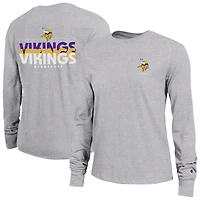 T-shirt à manches longues gris Champion pour femme des Minnesota Vikings Core