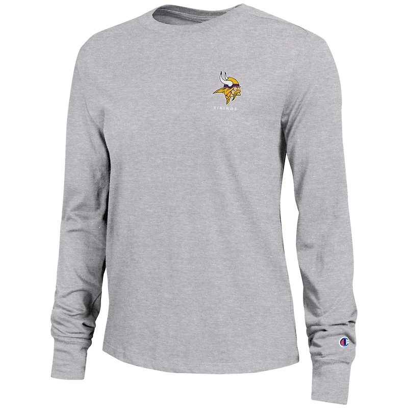 T-shirt à manches longues gris Champion pour femme des Minnesota Vikings Core