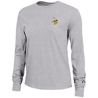 T-shirt à manches longues gris Champion pour femme des Minnesota Vikings Core
