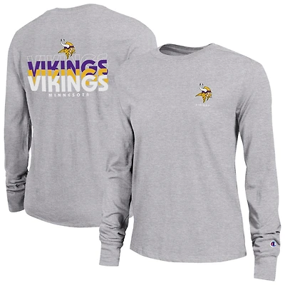 T-shirt à manches longues gris Champion pour femme des Minnesota Vikings Core
