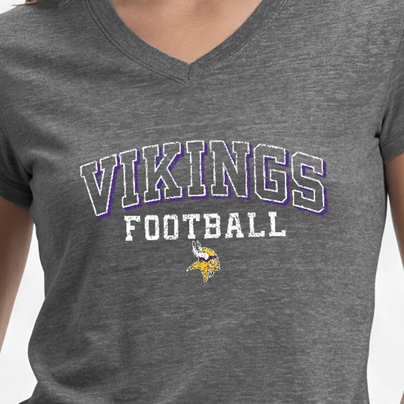 Women's Champion Gray Minnesota Vikings Triumph Tri-Blend V-Neck T-Shirt