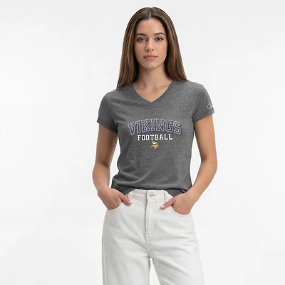 Women's Champion Gray Minnesota Vikings Triumph Tri-Blend V-Neck T-Shirt
