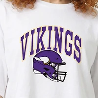Women's Champion  White Minnesota Vikings Boyfriend Cropped T-Shirt