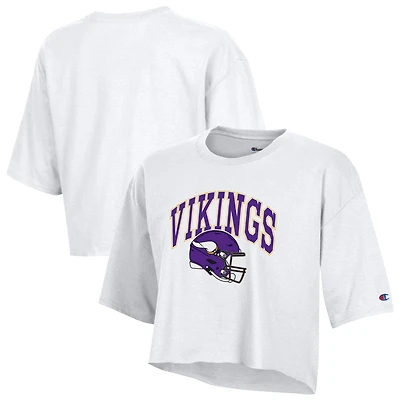 T-shirt court boyfriend blanc Champion Minnesota Vikings pour femmes
