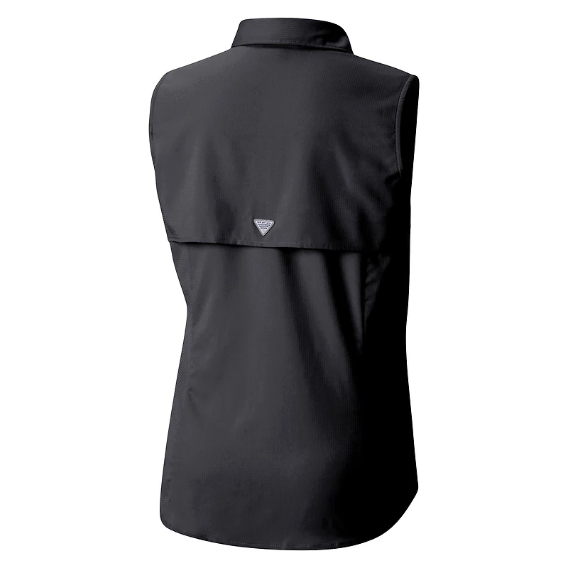Chemise boutonnée sans manches Columbia Minnesota Vikings PFG Tamiami Omni-Shade pour femme, noire