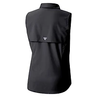 Chemise boutonnée sans manches Columbia Minnesota Vikings PFG Tamiami Omni-Shade pour femme, noire