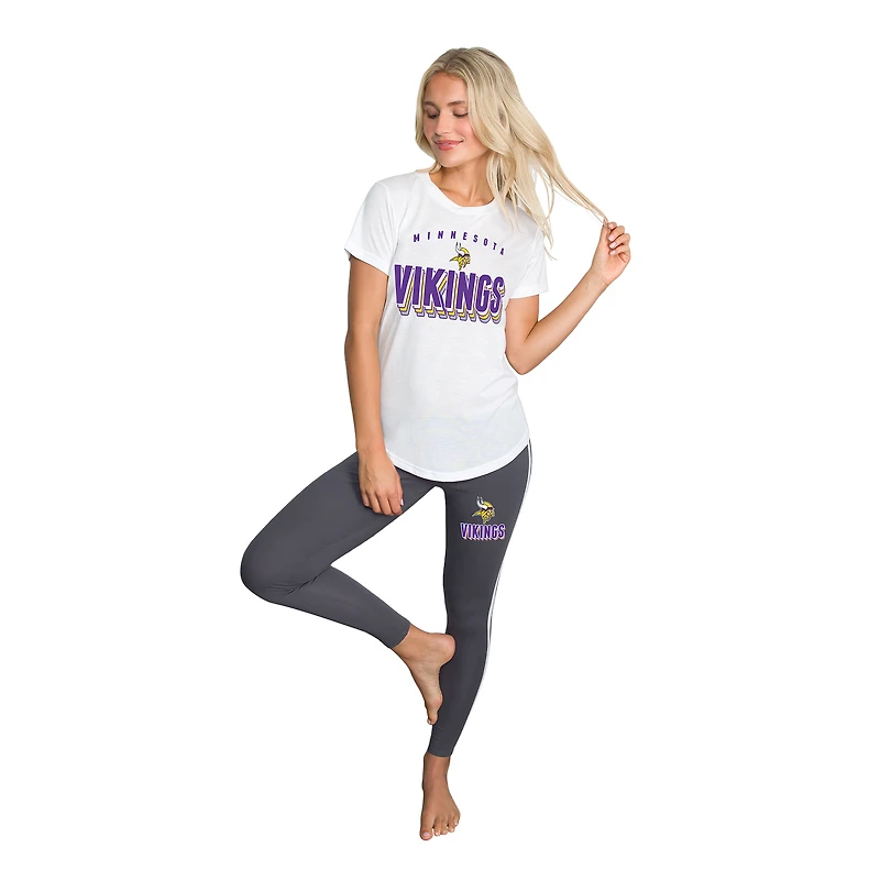 Women's Concepts Sport Charcoal/ Minnesota Vikings Sonata Short Sleeve Top & Leggings Set