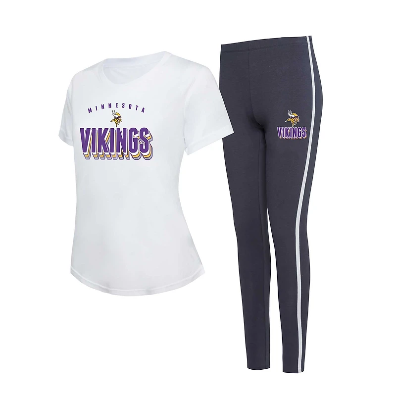 Ensemble haut à manches courtes et leggings Concepts Sport Anthracite/Minnesota Vikings Sonata pour femme