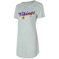 Women's Concepts Sport Gray Minnesota Vikings Petition Knit Notch Neck Nightshirt