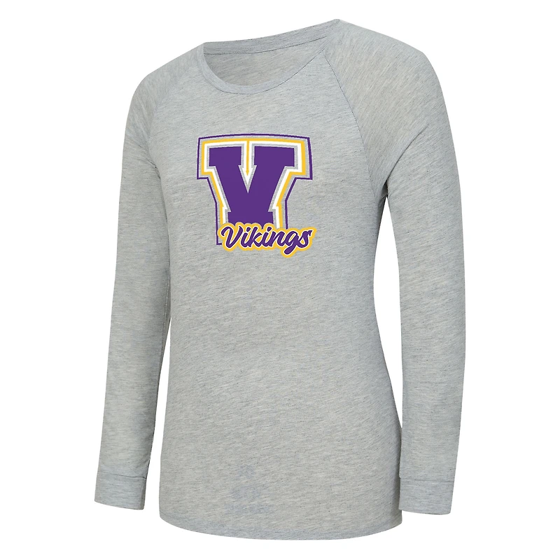 Women's Concepts Sport  Heather Gray/Purple Minnesota Vikings Regulate Plaid Long-Sleeve T-Shirt & Shorts Sleep Set