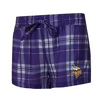 Ensemble de nuit pour femme Concepts Sport gris chiné/violet avec t-shirt à manches longues et short carreaux Regulate des Vikings du Minnesota