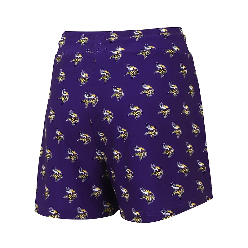Ensemble de nuit Concepts Sport Minnesota Vikings Gauge pour femmes, débardeur court et short imprimé sur toute la surface