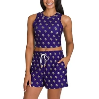 Women's Concepts Sport Minnesota Vikings Gauge Allover Print Cropped Tank Top & Shorts Sleep Set