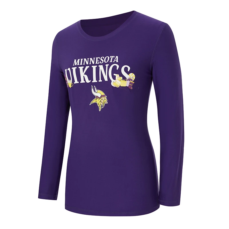 Ensemble de nuit pour femme Concepts Sport Purple Minnesota Vikings Chestnut avec t-shirt à manches longues et pantalon