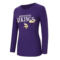Ensemble de nuit pour femme Concepts Sport Purple Minnesota Vikings Chestnut avec t-shirt à manches longues et pantalon