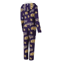 Women's Concepts Sport Purple Minnesota Vikings  Roadway Allover Print Microfleece Full-Zip Union Suit