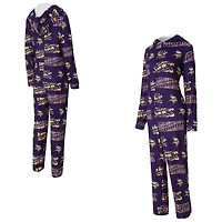 Women's Concepts Sport  Purple Minnesota Vikings Roadway Allover Print Microfleece Full-Zip Union Suit