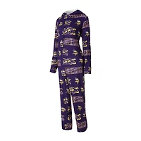 Women's Concepts Sport  Purple Minnesota Vikings Roadway Allover Print Microfleece Full-Zip Union Suit
