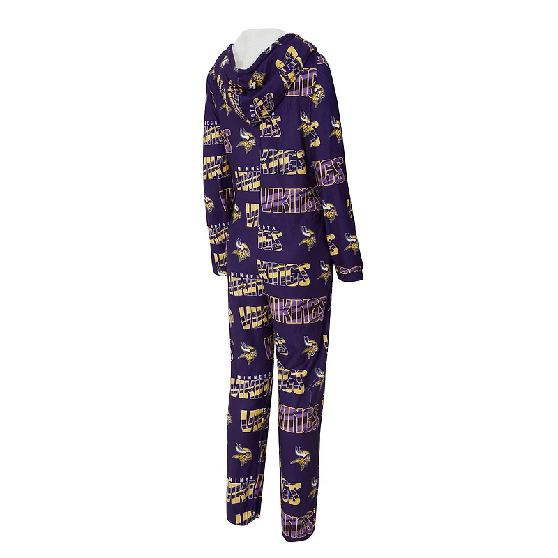 Combinaison de sport violette pour femme Concepts Minnesota Vikings Roadway en micropolaire à imprimé intégral et fermeture éclair intégrale