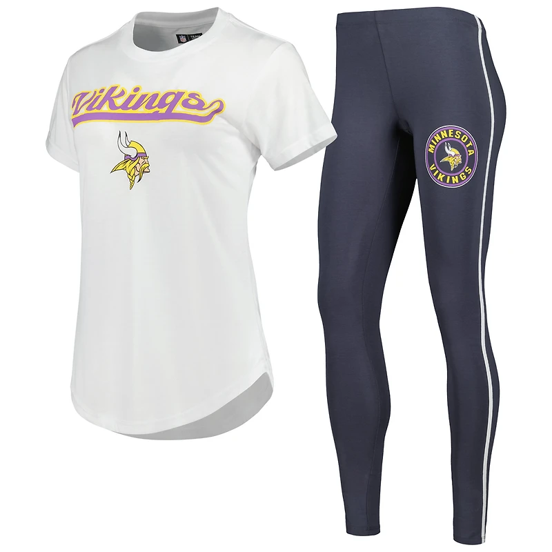 Women's Concepts Sport White/Charcoal Minnesota Vikings Sonata Top & Leggings Sleep Set