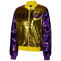 Women's Cuce Gold Minnesota Vikings Two-Tone Team Colored Full-Zip Sequin Jacket