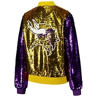 Women's Cuce Gold Minnesota Vikings Two-Tone Team Colored Full-Zip Sequin Jacket