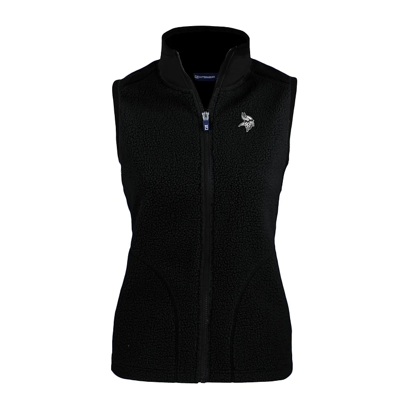 Gilet zippé en polaire Sherpa Cascade Eco pour femme, noir, Cutter & Buck, Minnesota Vikings