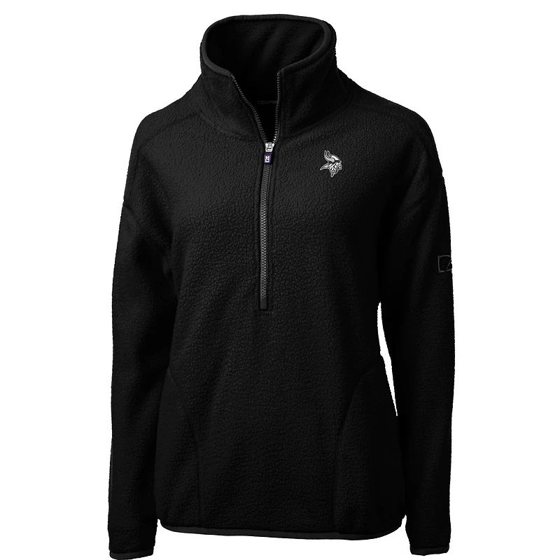 Veste polaire demi-zip Cascade Eco Sherpa noire pour femme, Cutter & Buck, Minnesota Vikings