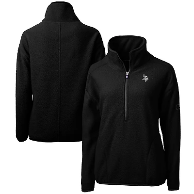 Veste polaire demi-zip Cascade Eco Sherpa noire pour femme, Cutter & Buck, Minnesota Vikings