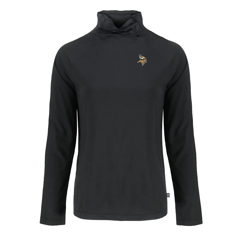 Sweat-shirt à col cheminée raglan Coastline Epic Comfort Eco recyclé pour femme, noir, des Vikings du Minnesota, Cutter & Buck