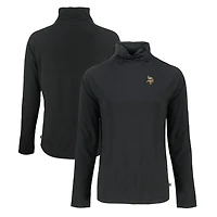 Sweat-shirt à col cheminée raglan Coastline Epic Comfort Eco recyclé pour femme, noir, des Vikings du Minnesota, Cutter & Buck