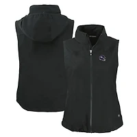 Gilet zippé entièrement recyclé pour femme, noir, avec logo du casque des Vikings Minnesota, Cutter & Buck, Charter Eco
