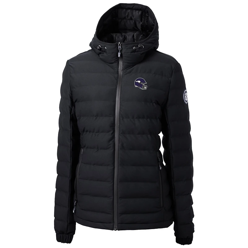 Veste matelassée isolante entièrement zippée pour femme, noire, avec logo du casque des Vikings Minnesota, Mission Ridge, Repreve Eco
