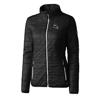 Doudoune isolante entièrement zippée Rainier PrimaLoft Eco pour femme, noire, avec logo du casque des Vikings Minnesota, Cutter & Buck