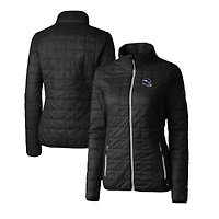 Doudoune isolante entièrement zippée Rainier PrimaLoft Eco pour femme, noire, avec logo du casque des Vikings Minnesota, Cutter & Buck