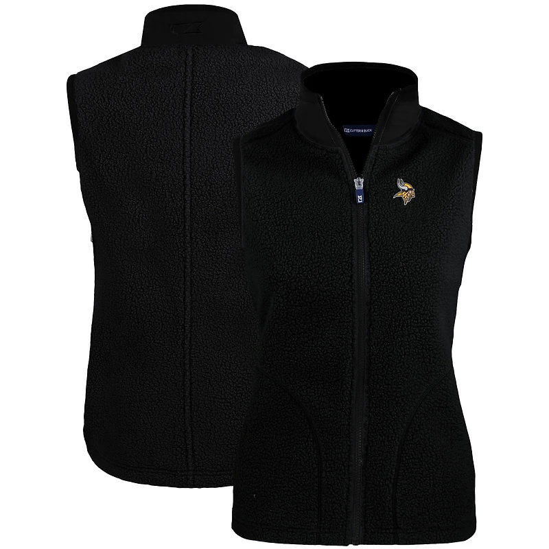 Gilet polaire éco-sherpa pour femme Cutter & Buck, noir, Minnesota Vikings, Mark Cascade