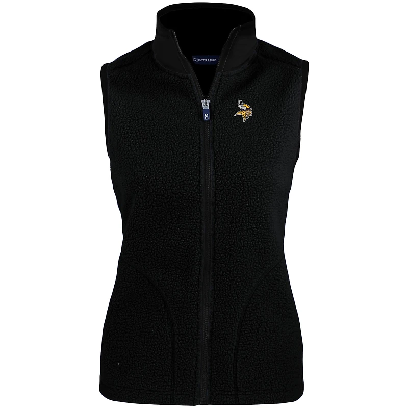Gilet polaire éco-sherpa pour femme Cutter & Buck, noir, Minnesota Vikings, Mark Cascade