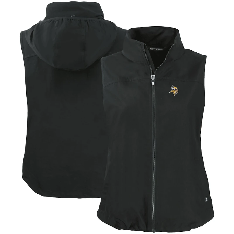 Gilet zippé entièrement écologique pour femme Cutter & Buck, noir, Minnesota Vikings, Mark Charter