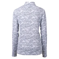Women's Cutter & Buck  Charcoal Minnesota Vikings Helmet Logo Traverse Camo Print Stretch Quarter-Zip Pullover Top
