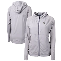 Veste hybride en tricot recyclé entièrement zippée pour femme, grise, Cutter & Buck, des Vikings du Minnesota, Adapt Eco Knit