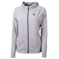 Veste hybride en tricot recyclé entièrement zippée pour femme, grise, Cutter & Buck, des Vikings du Minnesota, Adapt Eco Knit