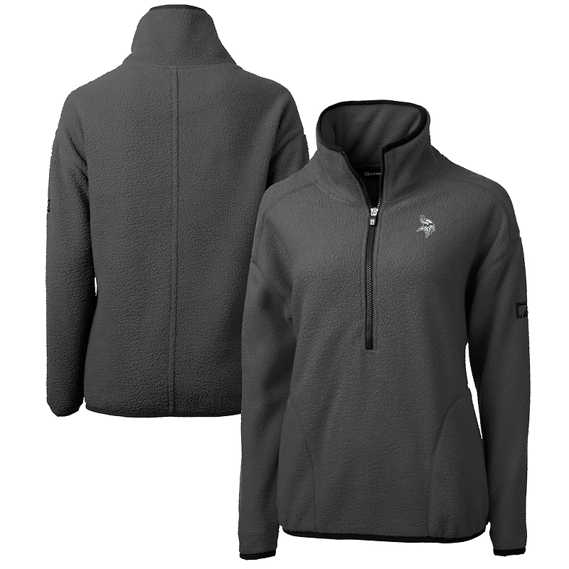 Veste polaire demi-zip Cascade Eco Sherpa pour femme, grise, Cutter & Buck, Minnesota Vikings