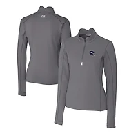 Pull-over extensible DryTec Traverse à fermeture éclair quart de tour pour femme, gris, avec logo du casque des Vikings Minnesota, Cutter & Buck