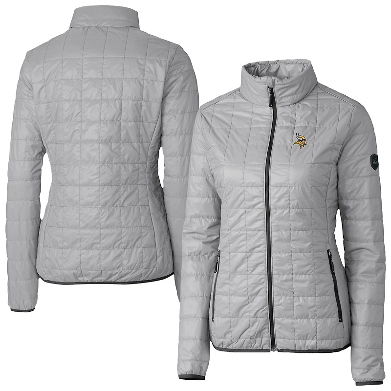 Doudoune isolante entièrement zippée Rainier PrimaLoft Eco pour femme, grise, des Minnesota Vikings, Cutter & Buck