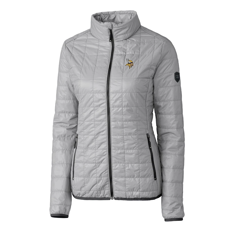 Doudoune isolante entièrement zippée Rainier PrimaLoft Eco pour femme, grise, des Minnesota Vikings, Cutter & Buck