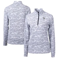 Haut extensible à trois couches et fermeture éclair quart de tour pour femme, gris, imprimé camouflage Traverse, des Vikings du Minnesota, Cutter & Buck