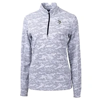 Haut extensible à trois couches et fermeture éclair quart de tour pour femme, gris, imprimé camouflage Traverse, des Vikings du Minnesota, Cutter & Buck